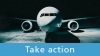 grounded airplane. Take action